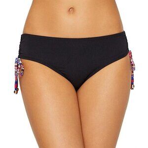 NWT Anne Cole S Stevie Black Stripe Side Tie Bikini Bottom #87587